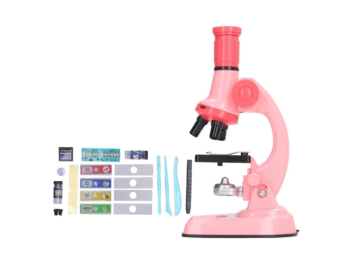 Primerox brinquedo de Microscópio Educativo para Crianças Kids com Ampliação 100x/600x/1200x Rosa