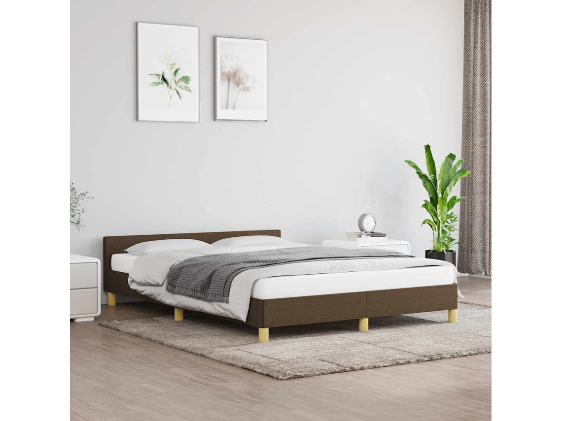 Vidaxl Estrutura De Cama Sem Colchão 140x200 Cm Tecido Castanho-escuro