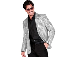 Jaqueta masculina de lantejoulas prateadas Disco Fashion