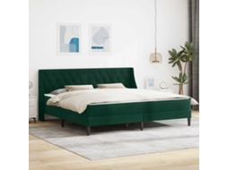 Vidaxl Estrutura De Cama Com Colchão Verde Escuro 200 X 200 Cm Veludo
