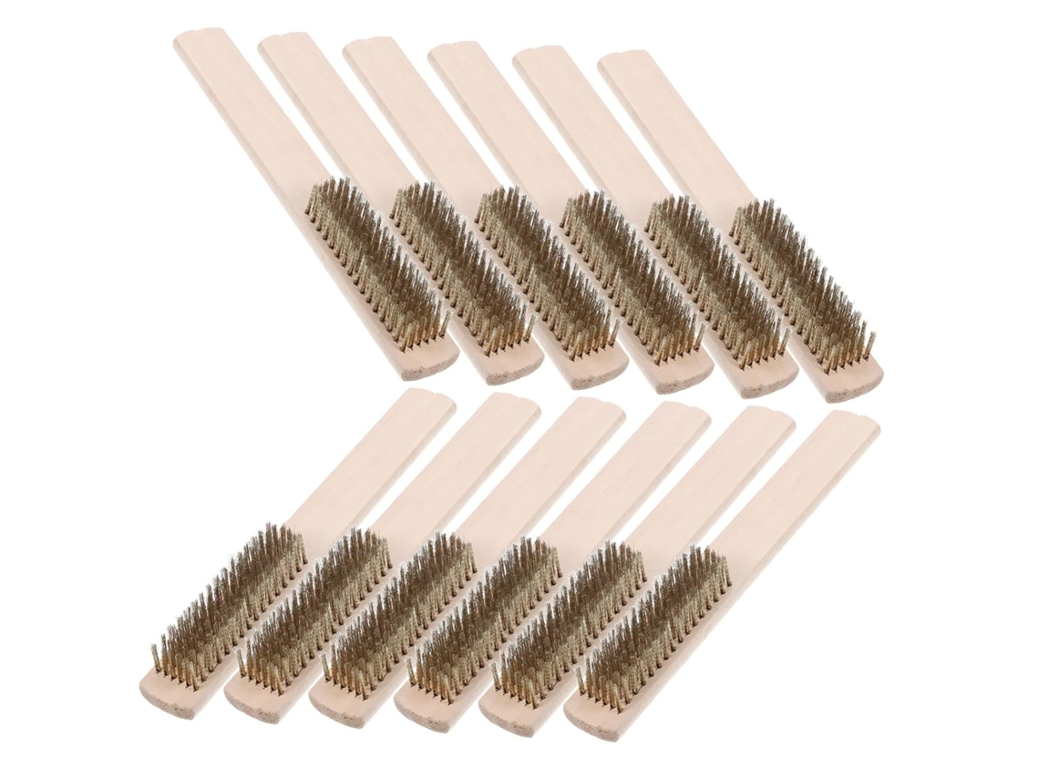 Conjunto de 12 Escovas Topbathy com Cabos de Madeira para Limpeza e Polimento