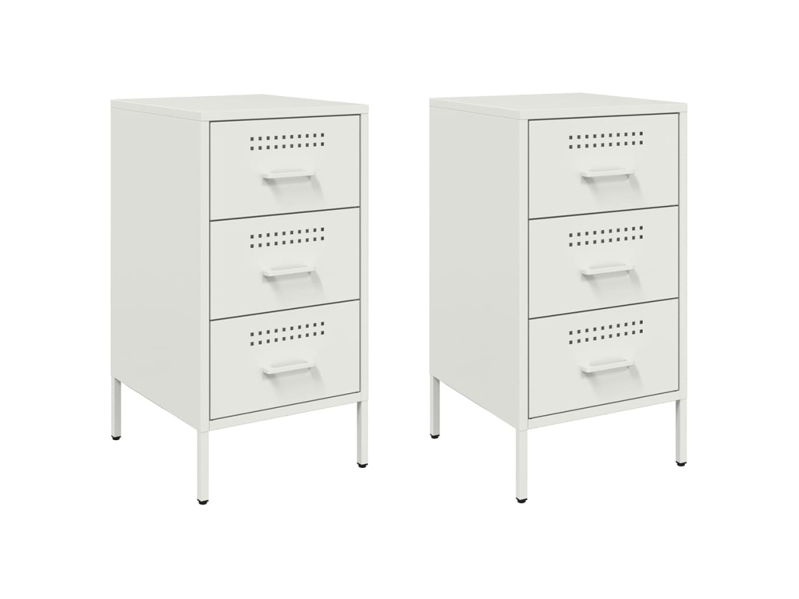 Mesas de Cabeceira 2 Pcs 36x39x68 Cm Aço Branco MAISON EXCLUSIVE