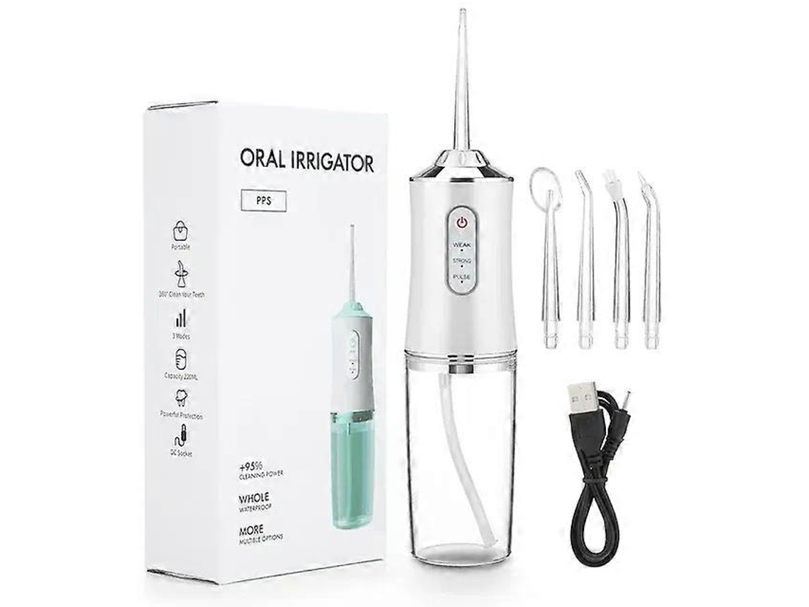 Irrigador Oral Portátil Com Jato De Água Usb, Recarregável, Com 4 Pontas E Capacidade De 220ml. Nostalgia88