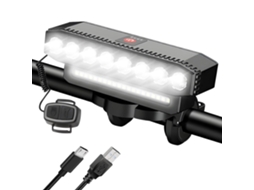 Farol De Bicicleta Recarregável Usb 28led Com Buzina 7 Modos À Prova D'água Luzes De Bicicleta Superbrilhantes Para Passeios Noturnos, Farol