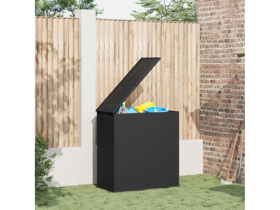 Vidaxl Caixa Para Almofadões De Jardim 100x49x103,5 Cm Vime Pe Preto