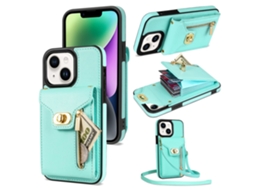 Suporte Casa Para Iphone 15 Plus Pele Sintética Com Porta-cartões Bege