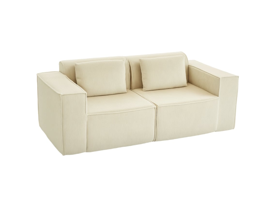Poltrona ZACHARY em veludo, com almofada lombar, 81x77x81 cm, creme