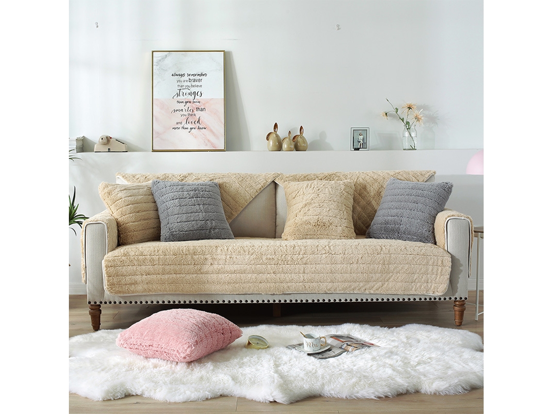 Protetor de Almofada de Sofá com Capa de Assento Antiderrapante Camelo-110X240Cm LUUCOZK