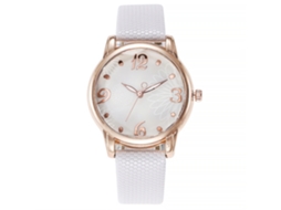 Relógio de Pulso Mulher Vansvar Estilo Simples Pulseira Pu Quartzo Pequeno Mostrador Branco