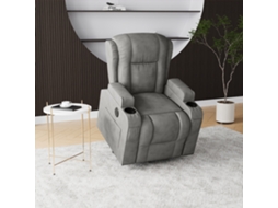 Cadeira de Massagem Elétrica SIMURQ Tecido Cinza Acolchoado 93x102x105cm Power Lift 8 Pontos com Aquecimento Usb Suporte Copos Sala Estar