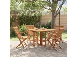Vidaxl 5 Pcs Conjunto Jantar Dobrável P/ Exterior Madeira Teca Maciça