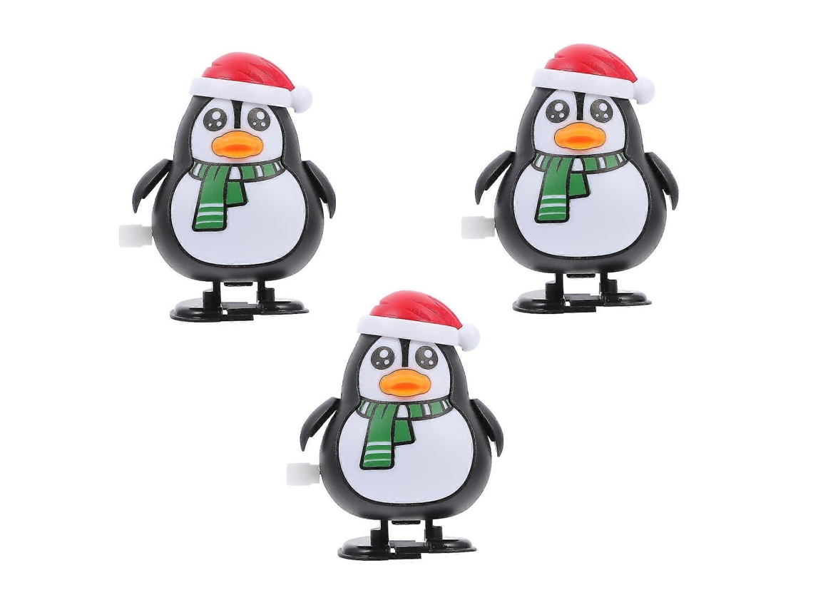 Conjunto De 3 Brinquedos De Natal Com Mecanismo De Corda, Em Formato De Pinguim De Desenho Animado, Para Lembrancinhas De Festa. Hengjian