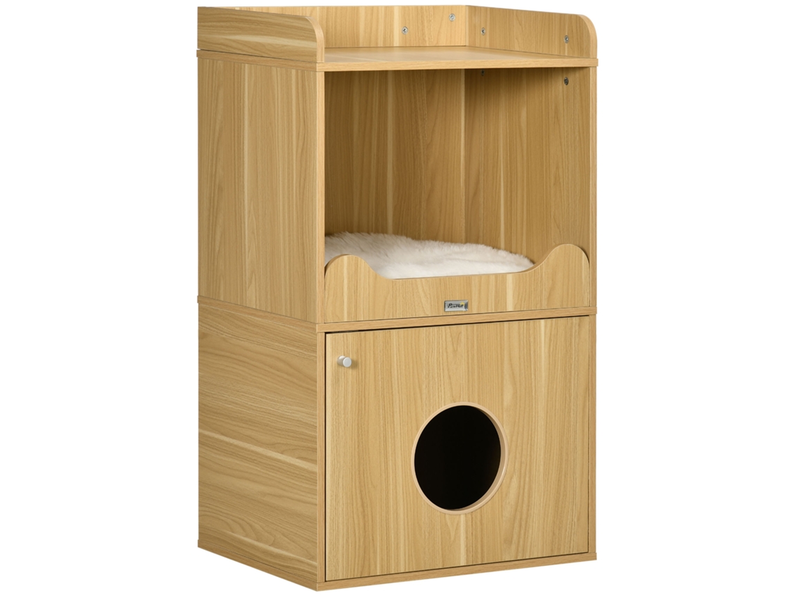 Caixa de Areia para Gatos de 3 Níveis com Compartimento Fechado e Almofada E-TOWN COMMERCE GMBH (60x45x103cm)