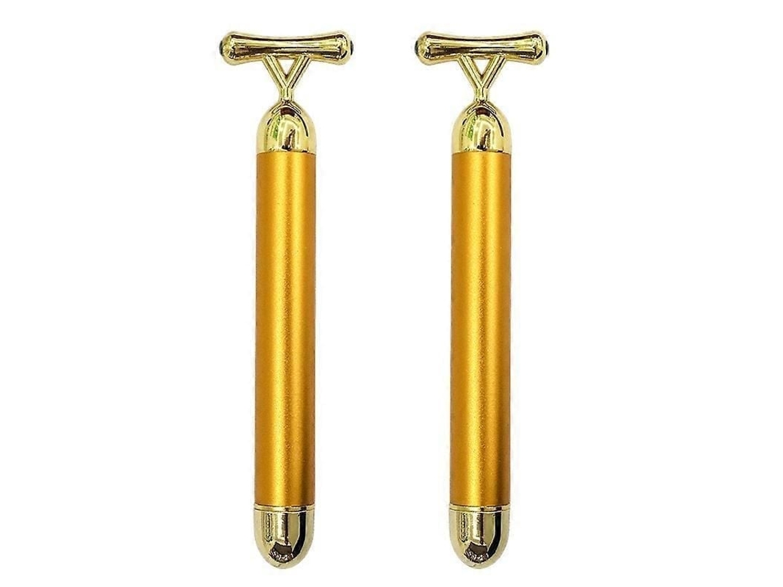 Conjunto de Massageadores Faciais Elétricos Golden 3d com Rolos e Massageador Facial em Formato T. GOKOCO