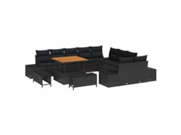 Maison Exclusive - Conjunto De Sofá De Jardim Com Almofada 13 Pcs Preto Vime Pe
