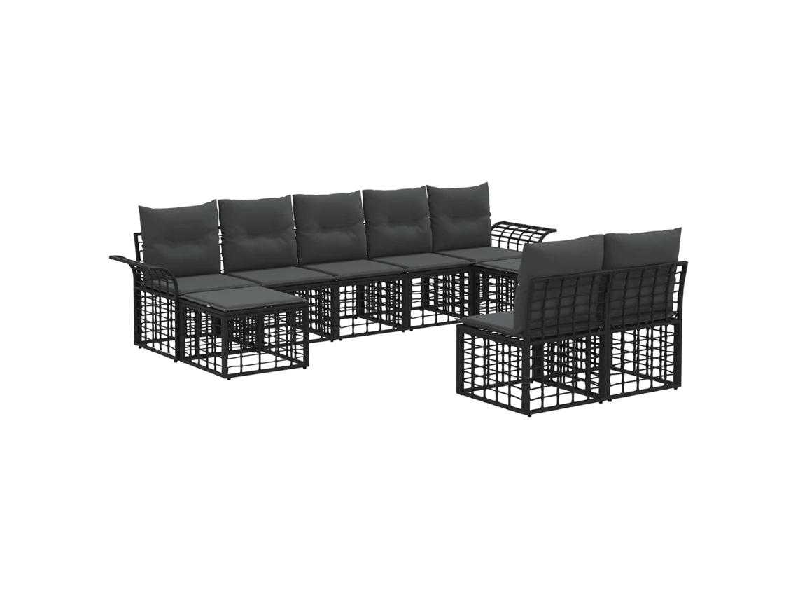 Maison Exclusive - Conjunto De Sofás Para Exterior 9 Unid. Preto E Cinza Escuro