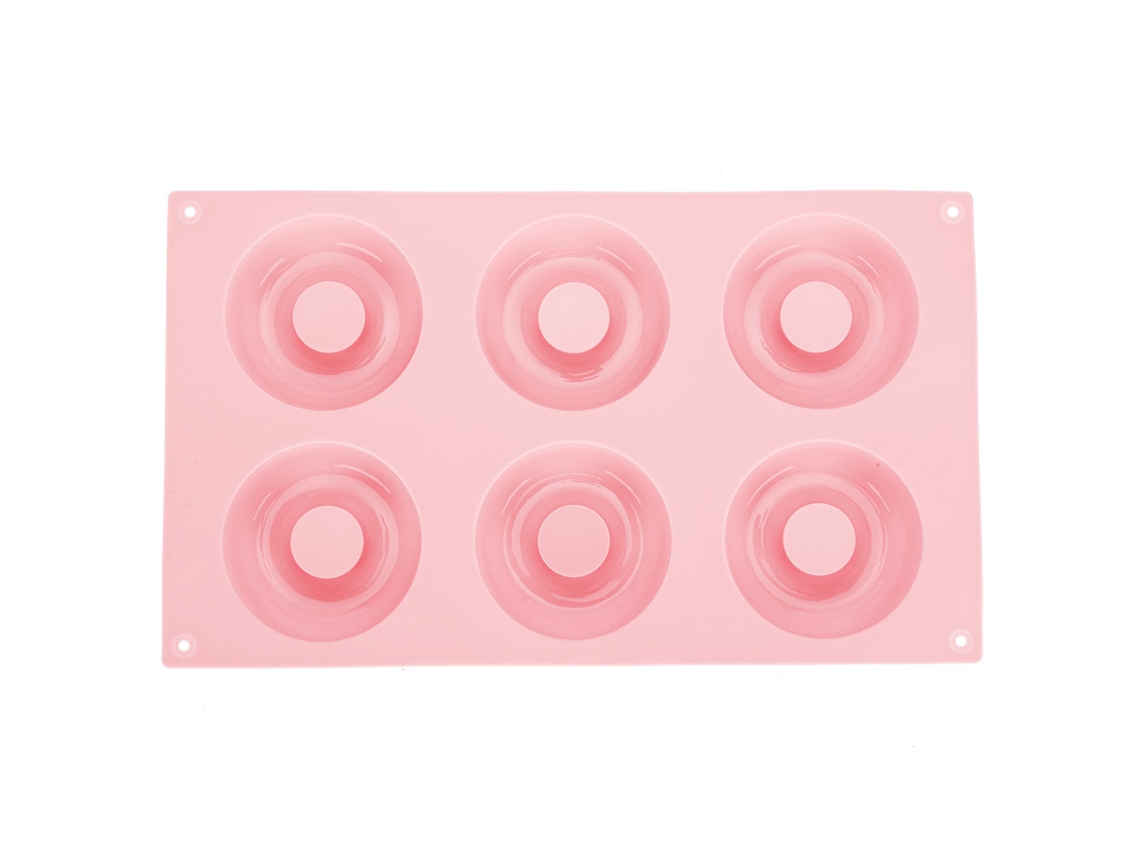 Forma De Silicone Antiaderente Para Donuts Com 6 Cavidades, Acessório De Cozinha Rosa. Aquaforge