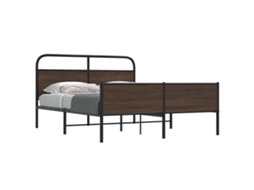 Estrutura Cama Sem Colchão 150x200cm Metal Carvalho Castanho