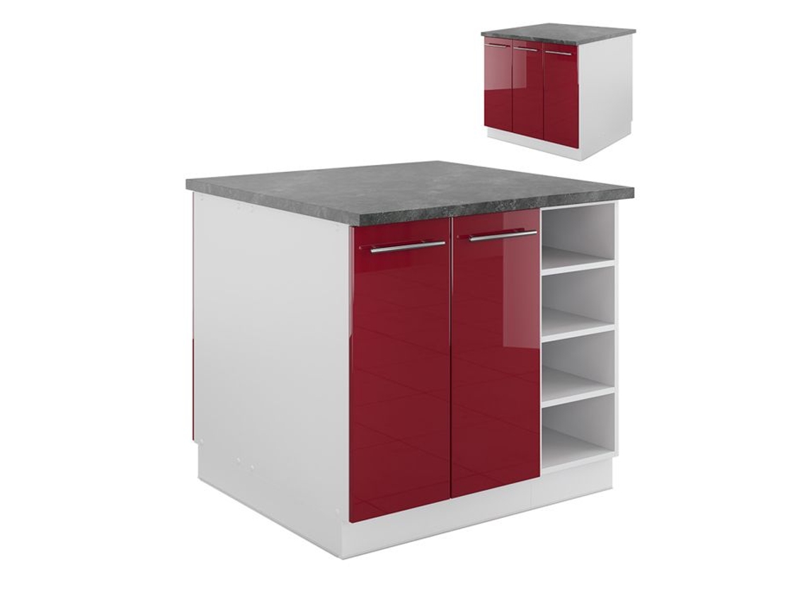 Ilha de cozinha VICCO Fame-Line, Borgonha alto brilho/branco, 90 cm sem bancada