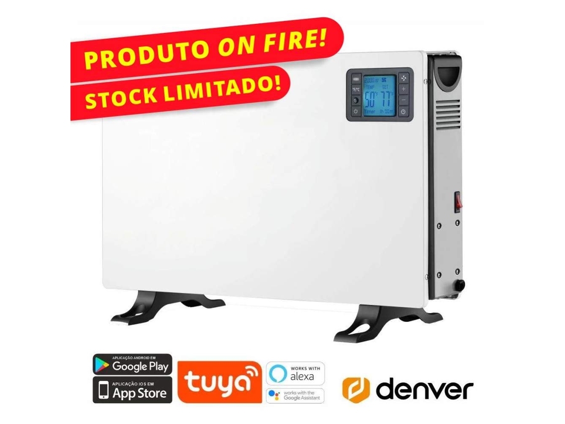 Aquecedor de convecção Denver inteligente com Wi-Fi de 2000 W