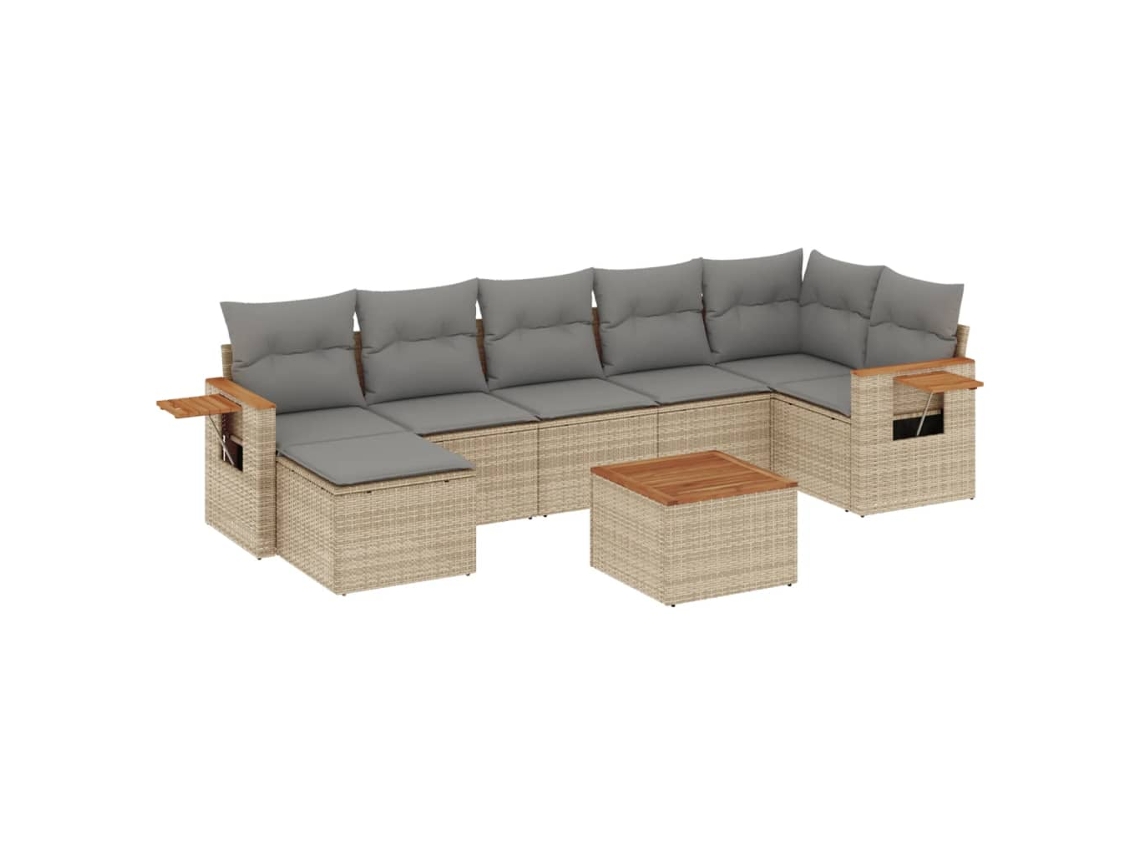 Conjunto de 8 Sofás para Jardim com Almofadões Vime Pe Bege MAISON EXCLUSIVE (8 pcs)
