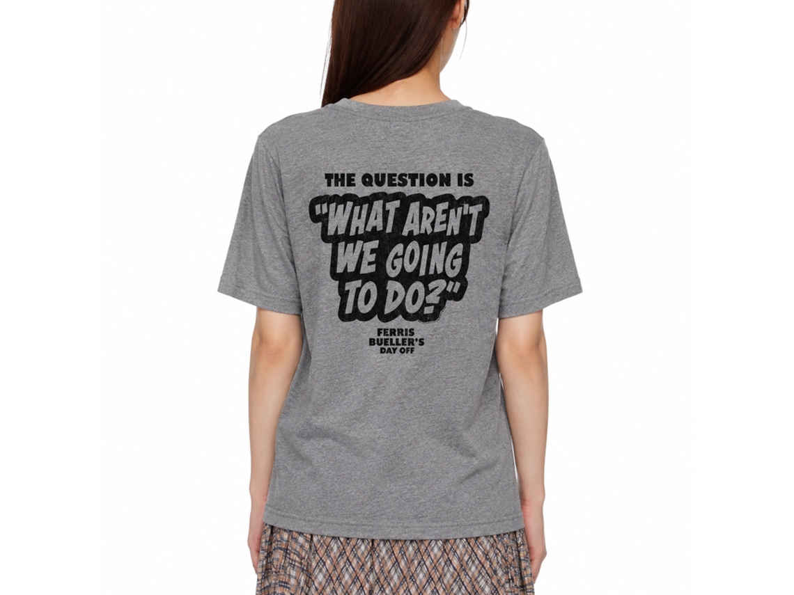 Rockinstone Ferris Bueller's Day Off The Question Is Heather Graphite Adult T-shirt Size:xl