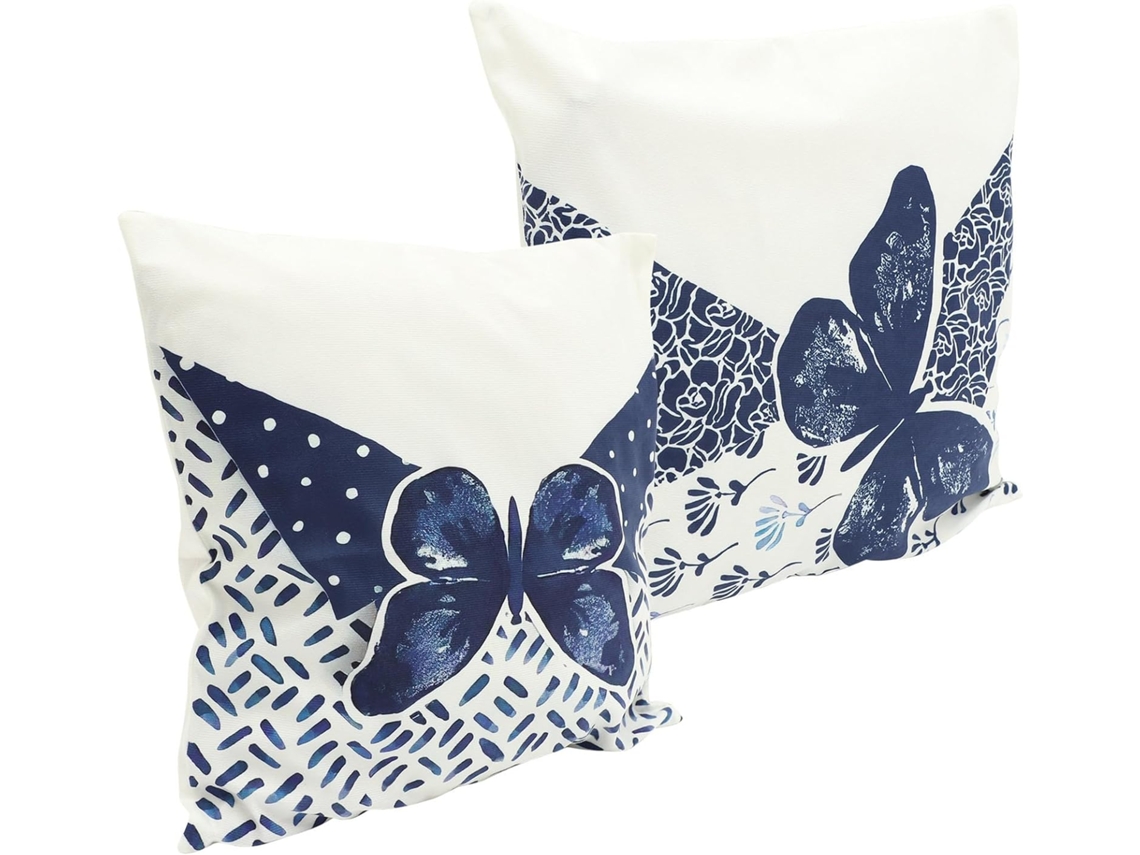 Conjunto de 2 Capas Almofada com Estampa Borboletas, Decorativas para Sofá Feitas Algodão Pp, Ideais CHABERLU