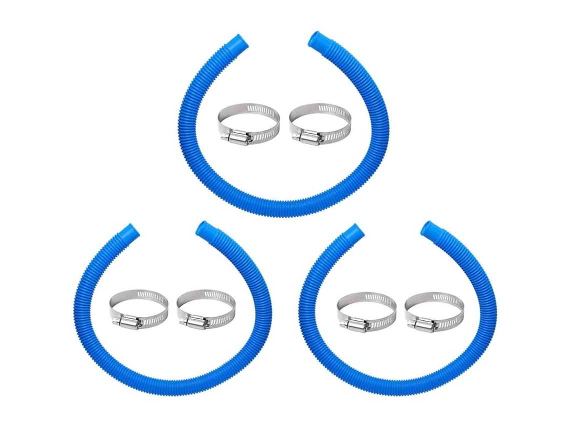 Mangueira Terminal Para Limpeza De Fundo De Piscina 32mm Azul Com Abraçadeiras Compatível Com Bomba In-tex 607 637 (3 Conjuntos)