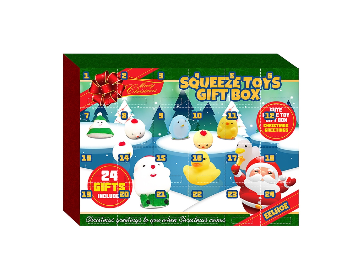 Laxiscreed Calendário De Natal Adventício Com 24 Dias E Caixa Squishy 31x22,5x5cm