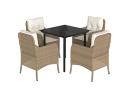 Conjunto de 5 Jantar para Jardim com Almofadões Vime Pe Bege MAISON EXCLUSIVE