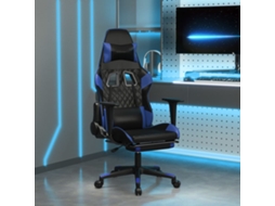 Vidaxl Cadeira Gaming Massagens C/ Apoio Pés Couro Artif. Preto/azul