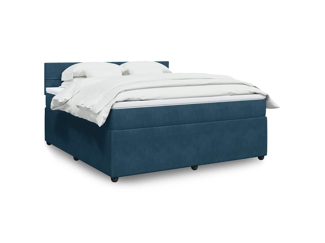 Vidaxl Cama Com Molas/colchão 180x200 Cm Veludo Azul