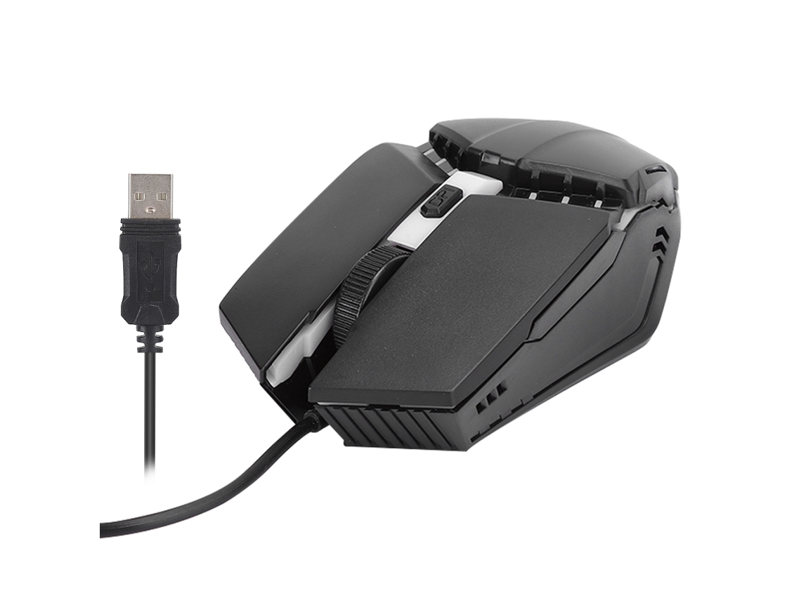 Rato para Jogos LAXISCREED com iluminação RGB de sete cores, conexão com fio, quatro botões