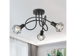 Luz De Teto Industrial 3 Focos, Luminária De Teto Em Metal Preto Com Grade, Luzes De Teto Pendentes Para Cozinha, Corredor, Sala E Quarto