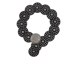 Cinturão De Couro Feminino Largo Disco Boho 90mm