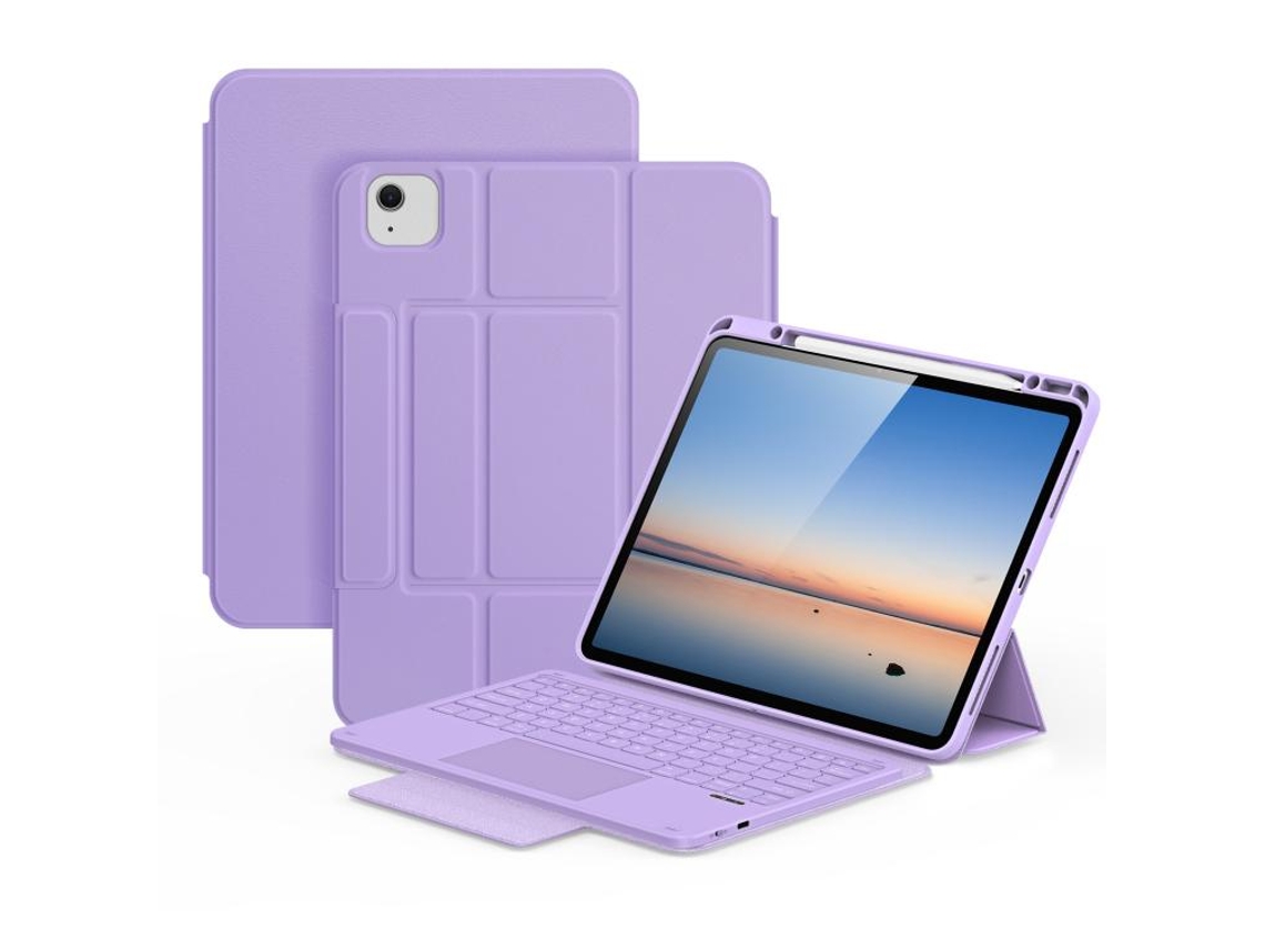 Capa Com Teclado Magnético Sem Fio Couro Vegano Para Ipad Air 5 10.9 Polegadas Português
