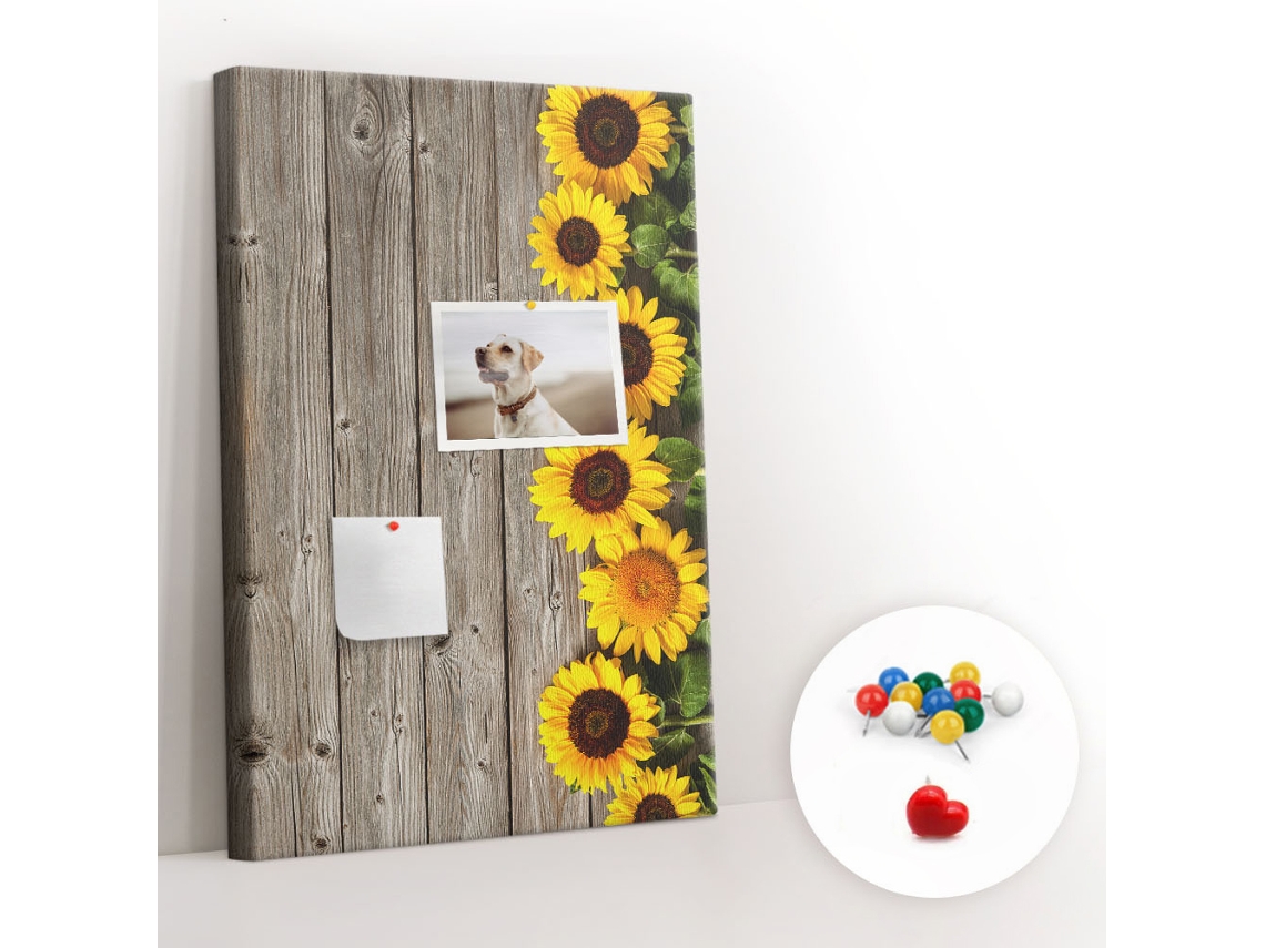Painel De Cortiça Para Parede Girassóis Madeira Para O Quarto Das Crianças Espelharte (40x60 Cm)