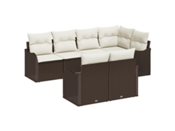 Conjunto 7 Conjunto De Sofá De Jardim Vidaxl Castanho Vime Pe (232,5 X 122,5 X 85 Cm)