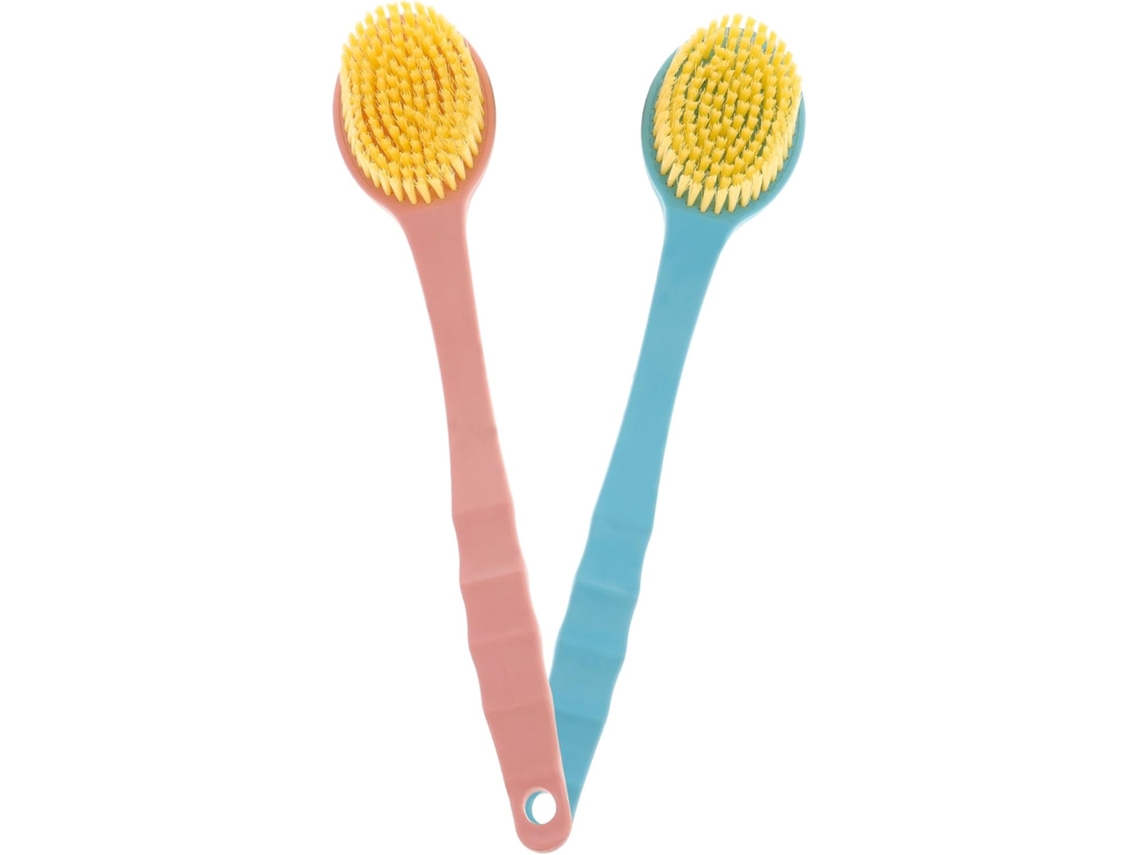 Conjunto De 2 Escovas Banho Para As Costas Em Pp Pbt Com Cabo Longo Limpar Áreas Difícil Acesso E Remover O Excesso Óleo