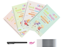 Caderno De Escrita Reutilizável Com 4 Peças Para Praticar A, Livro De Alfabeto Com Sulcos, Ideal Para Viagens