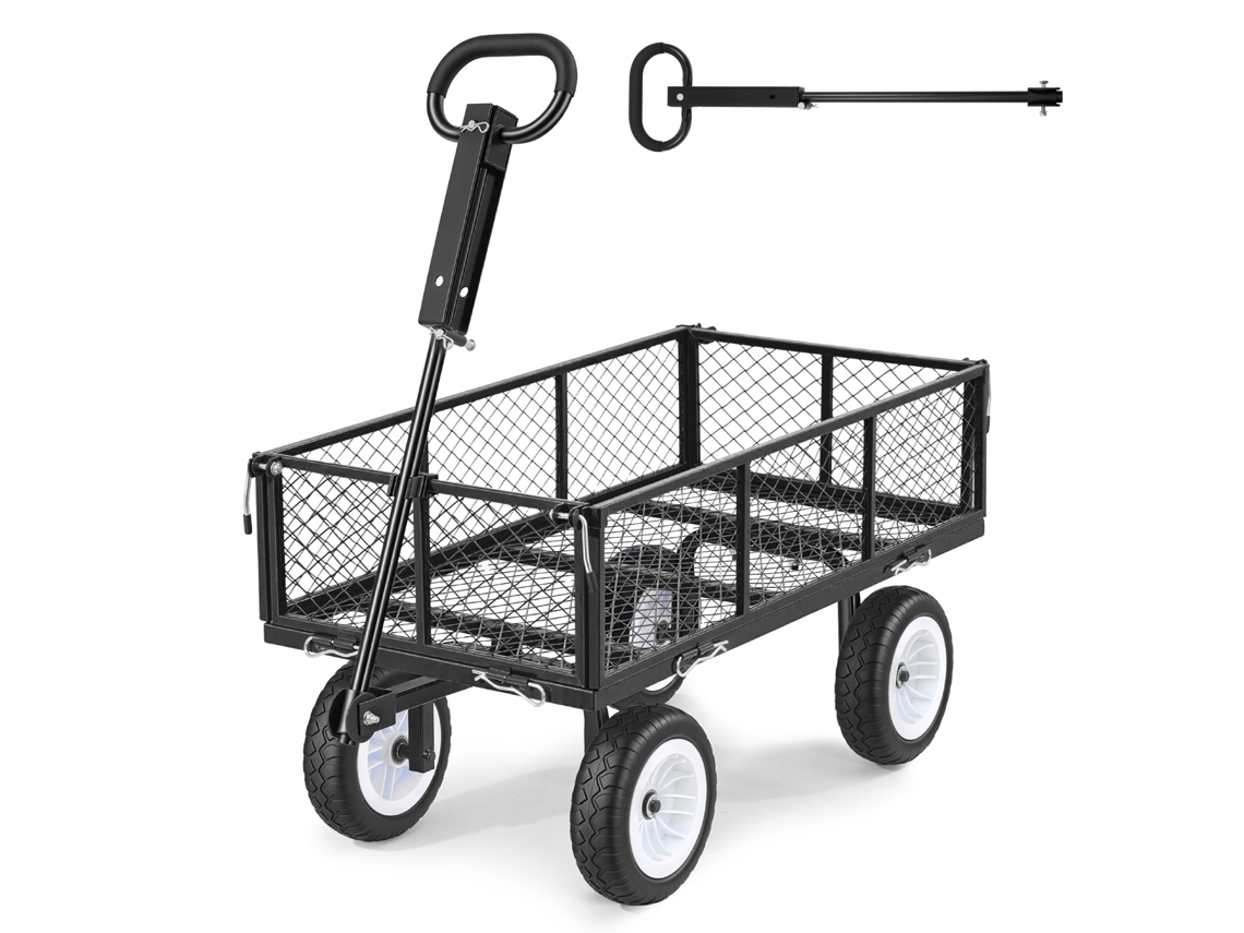 Carrinho de Jardim VEVOR Resistente de Aço com Pneus Cor Preta (408,2 kg)