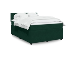 Vidaxl Cama Com Molas/colchão 160x200 Cm Veludo Verde-escuro