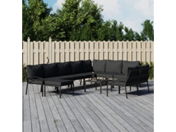 Vidaxl 11 Pcs Conjunto Lounge De Jardim Aço C/ Almofadões Cinzentos