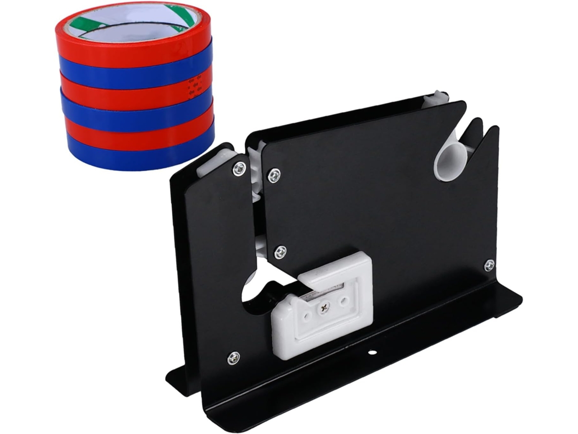 Dispensador de fita adesiva Kichvoe com cortador de sacos de aço, inclui 6 rolos de fita de 12 mm, ideal para lojas e