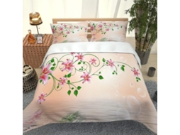 Capa de Edredom com Estampa 3D Rosas Aquáticas em Microfibra Fronha 240x260cm