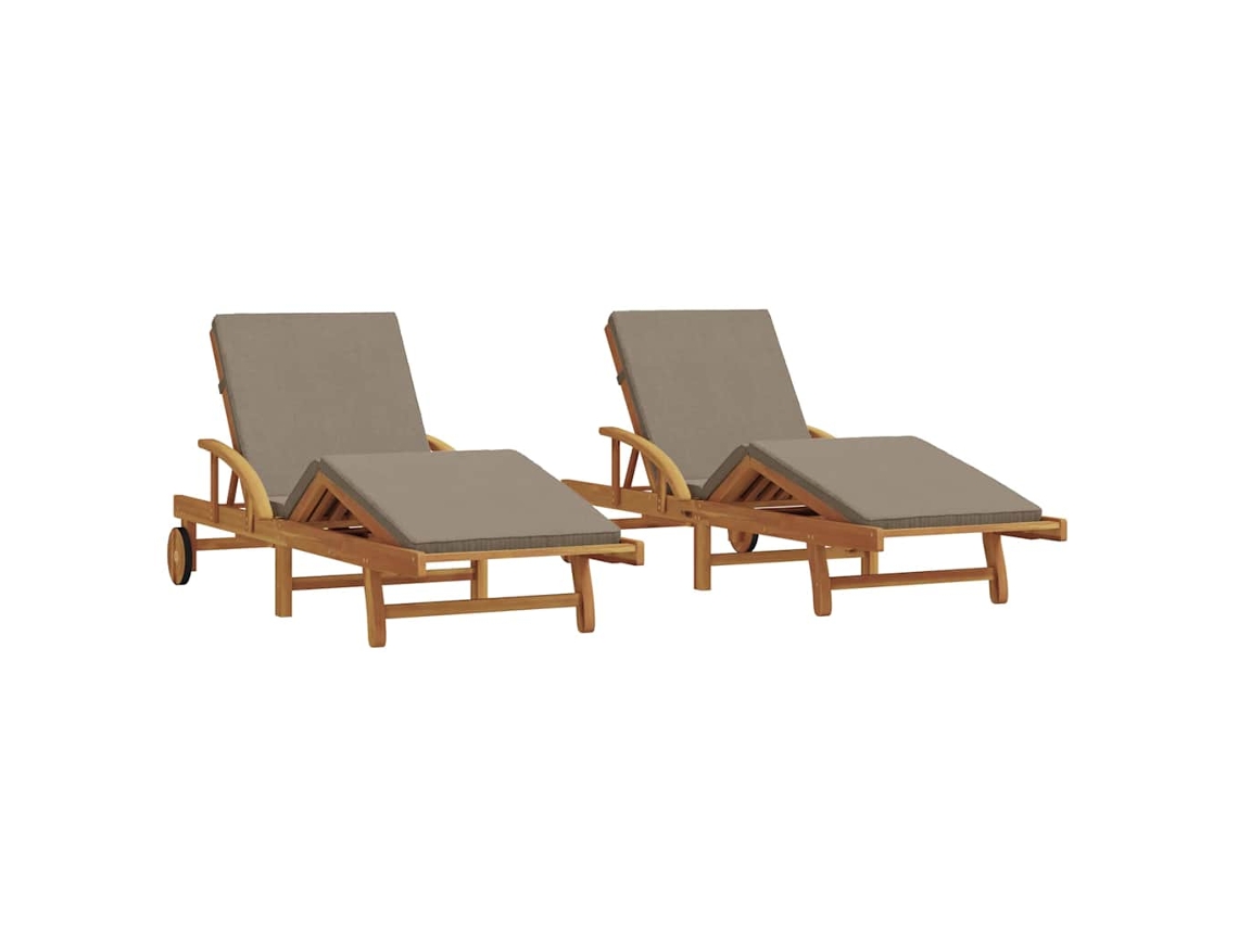 Conjunto 2 Espreguiçadeira Vidaxl Castanho-acinzentado Madeira De Acácia Maciça (200 X 67 X 84 Cm)