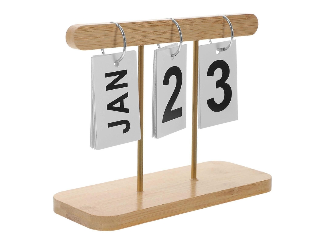 Calendário De Mesa Perpétuo Com Base De Madeira