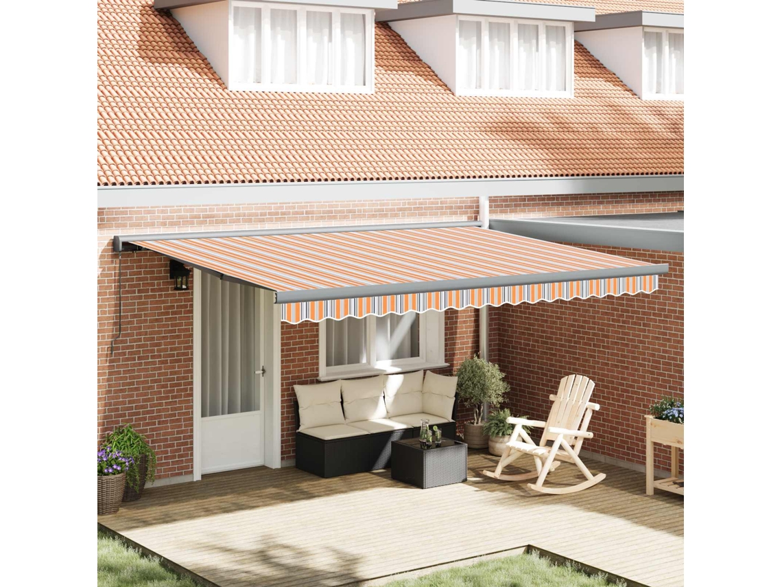 Vidaxl Toldo Retrátil Laranja E Cinza 400 × 300 Cm Lona E Alumínio