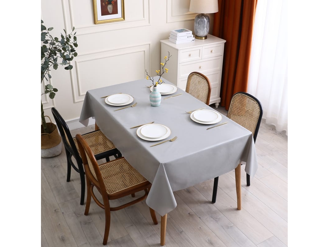 Mantel Retangular De Pvc De Cor Solida, Resistente À Água E Óleo, 54x78 Polegadas, Para Mesa De Jantar, Festa E Camping, Cinza Prateado