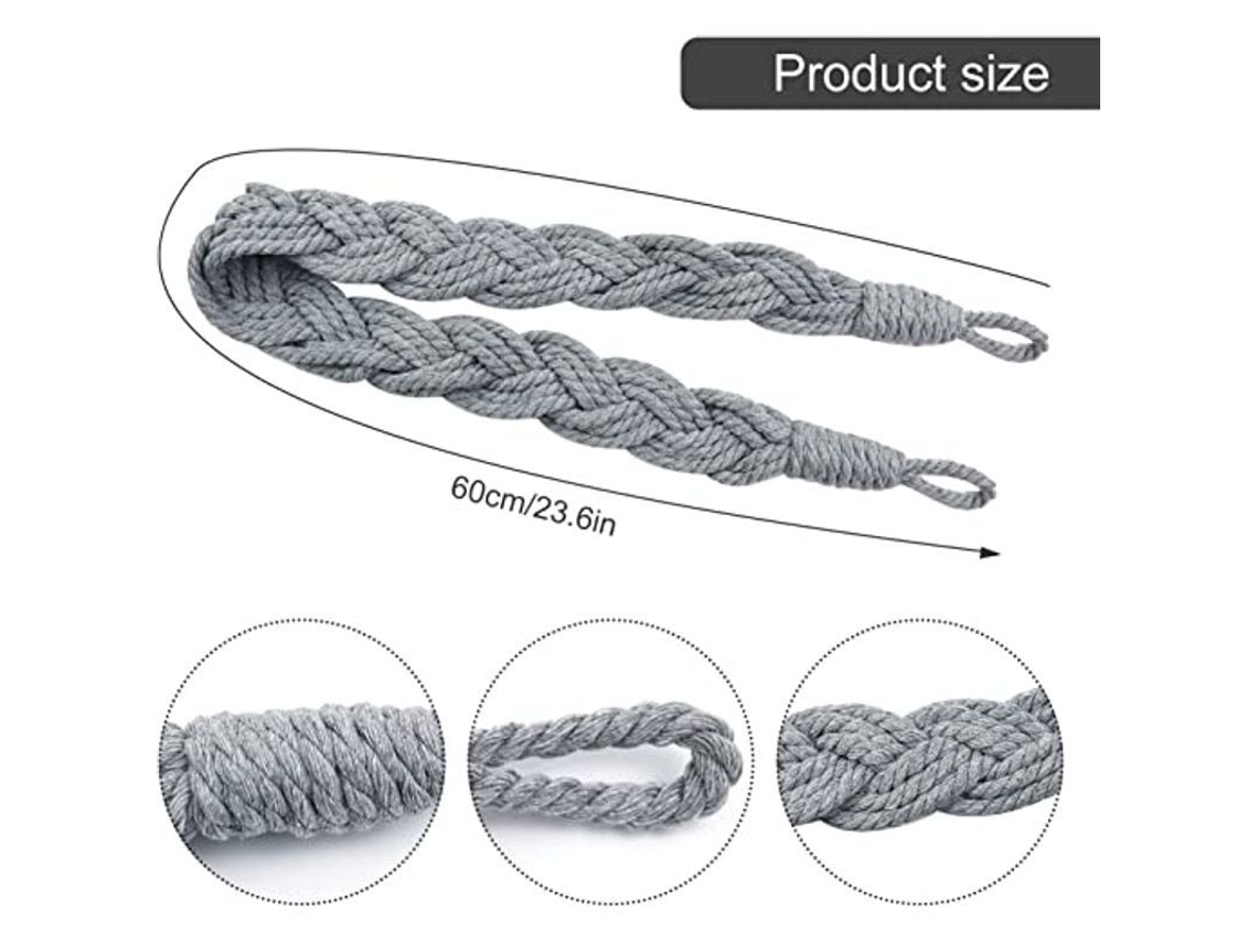 Lacos de Cortina em Algodão Reciclado Nova Line, decorativos, cinza, 61 cm | S/MARCA